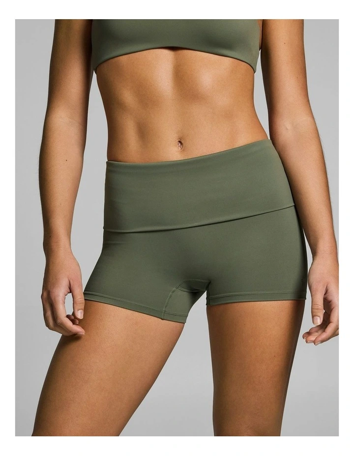 Roll Down Longline Booty Shorts Moss image 1