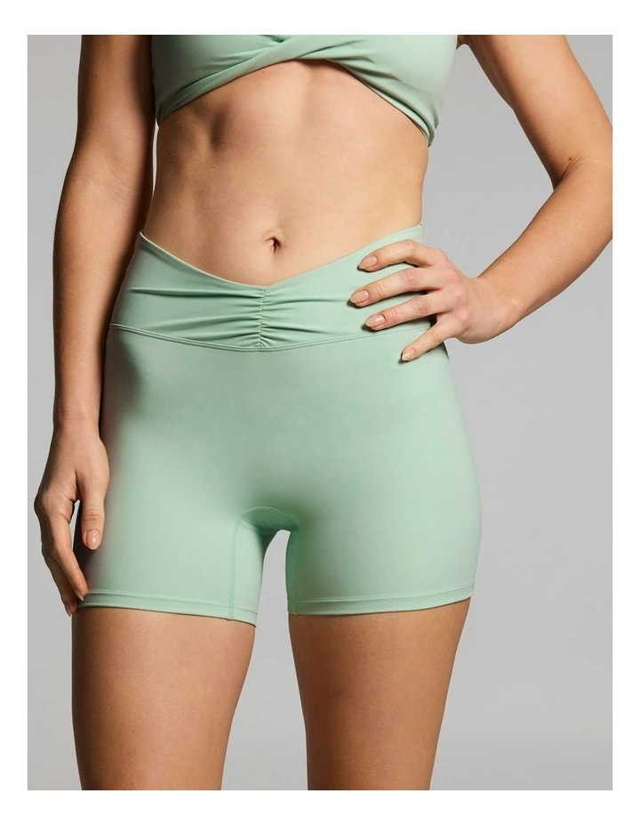 Ruched Waist High Rise Mid Thigh Bike Shorts Apple image 1