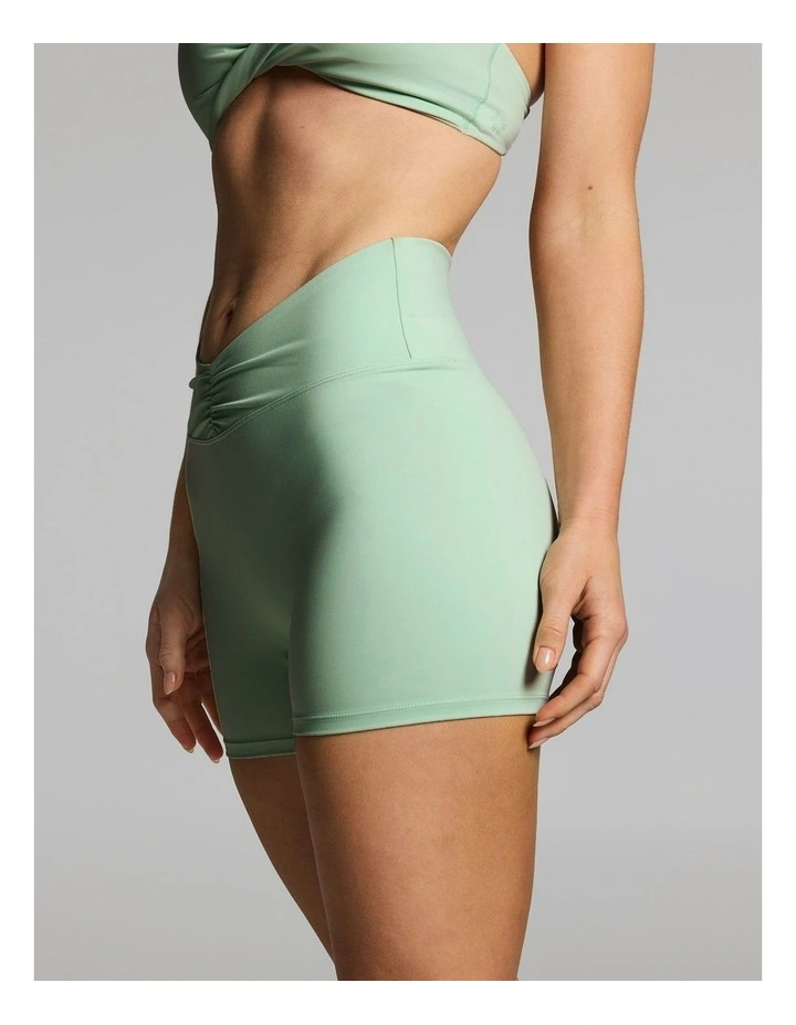 Ruched Waist High Rise Mid Thigh Bike Shorts Apple image 3