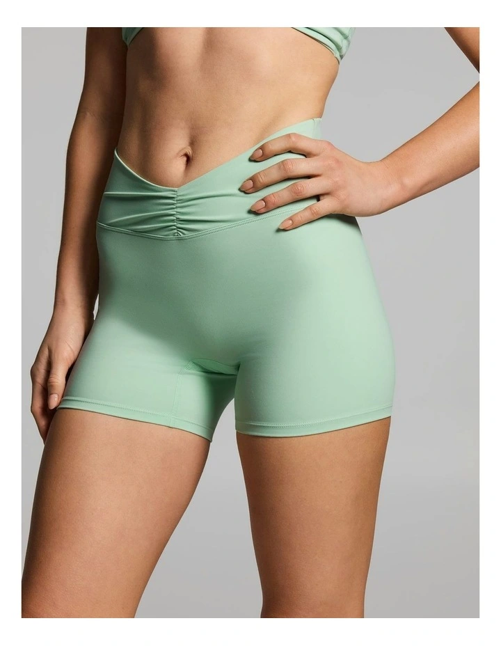 Ruched Waist High Rise Mid Thigh Bike Shorts Apple image 4