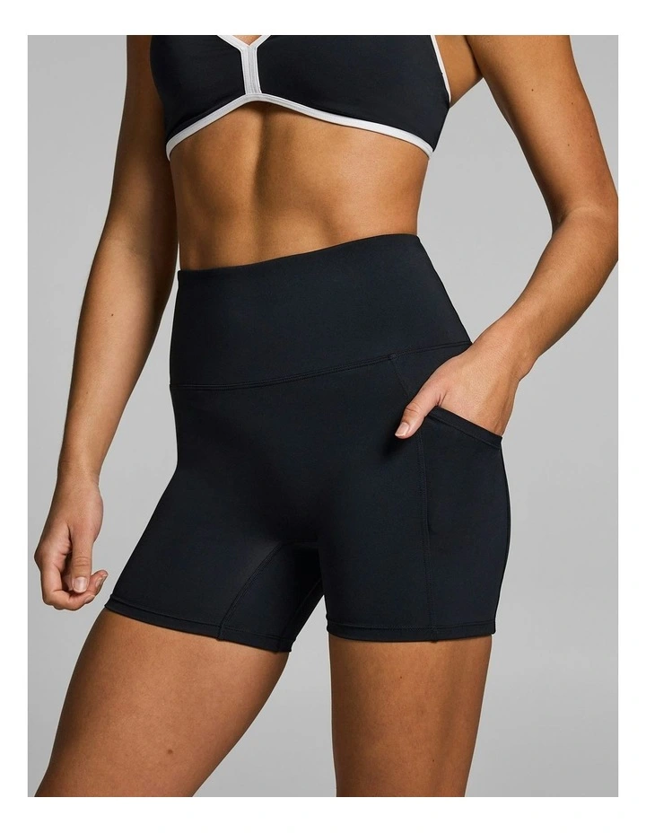 Gym & Swim Mid Thigh Bike Shorts Matt Black image 3