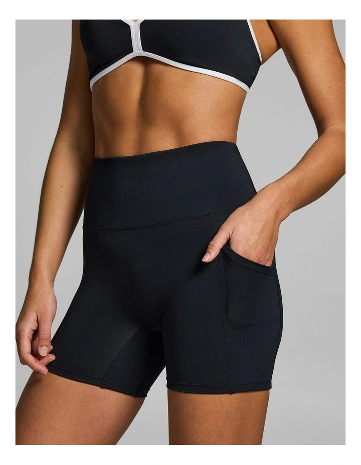 Gym & Swim Mid Thigh Bike Shorts Matt Black image 4