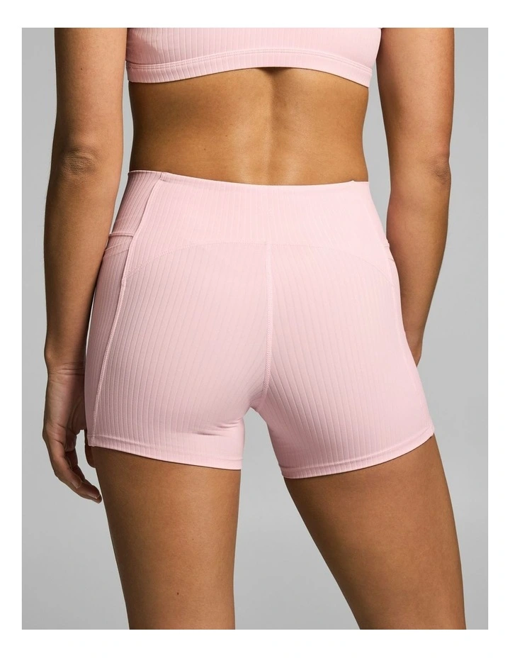 Mid Rise Luxe Rib Pocket Booty Shorts Rosewater image 2