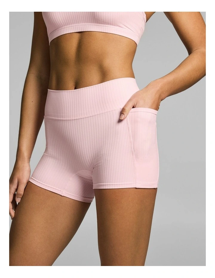 Mid Rise Luxe Rib Pocket Booty Shorts Rosewater image 3
