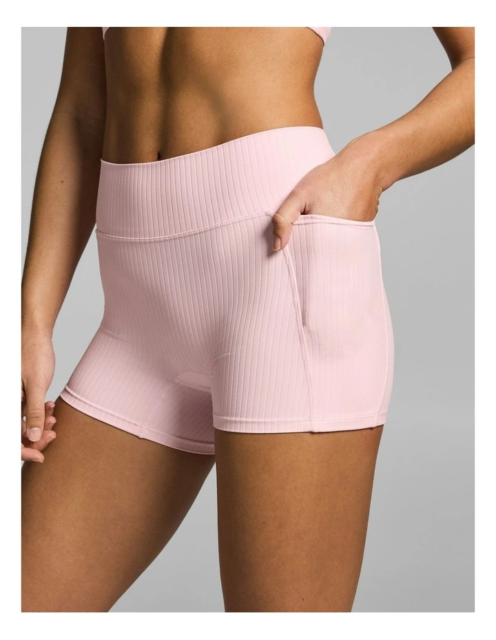 Mid Rise Luxe Rib Pocket Booty Shorts Rosewater image 4