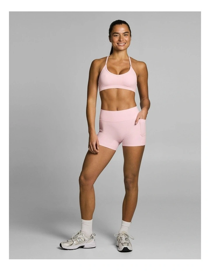 Mid Rise Luxe Rib Pocket Booty Shorts Rosewater image 5