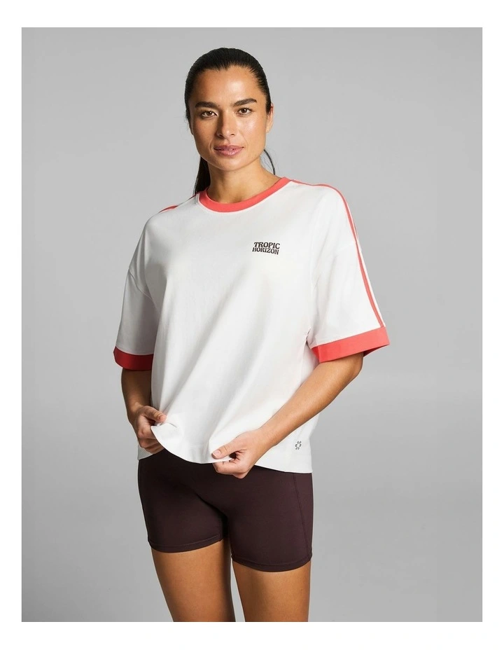 Colour Block Oversize Boxy Cotton Tee White image 1