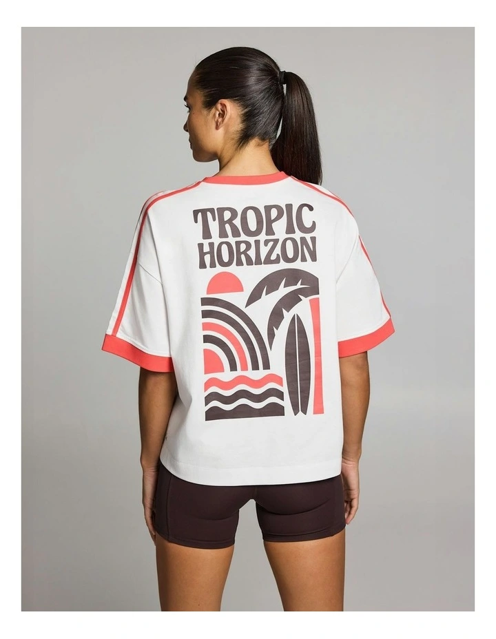 Colour Block Oversize Boxy Cotton Tee White image 2