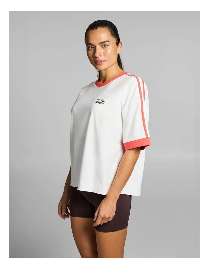 Colour Block Oversize Boxy Cotton Tee White image 3