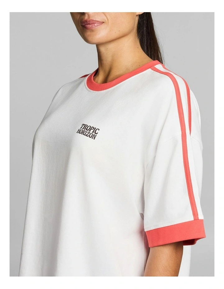 Colour Block Oversize Boxy Cotton Tee White image 4