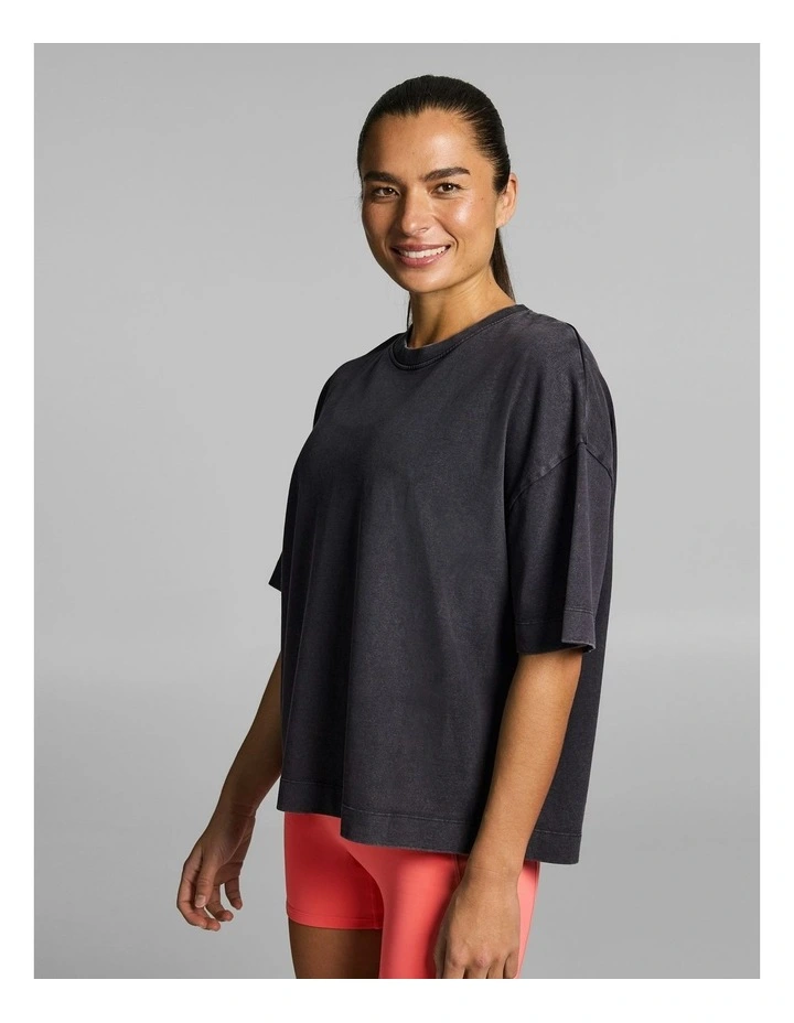 Oversize Boxy Cotton Tee Black Acid image 2