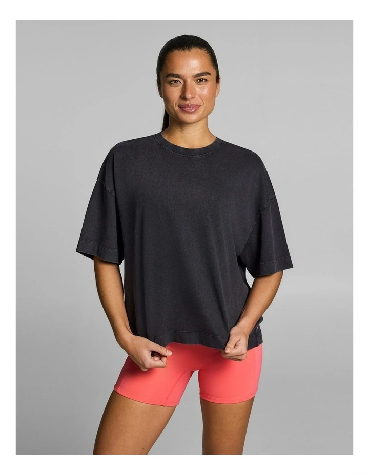 Oversize Boxy Cotton Tee Black Acid image 3