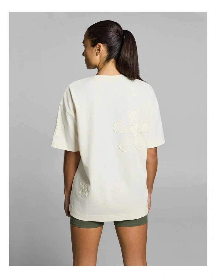 Bloom Applique Baggy Cotton Tee Ecru image 2