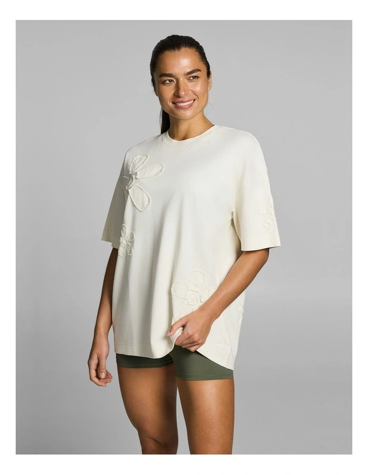 Bloom Applique Baggy Cotton Tee Ecru image 3