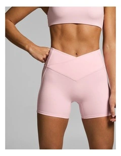 Cross Front Mid Thigh Bike Shorts Rosewater