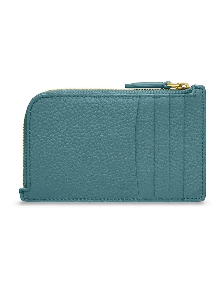 Leather Zip Card Holder in Bondi Blue image 2
