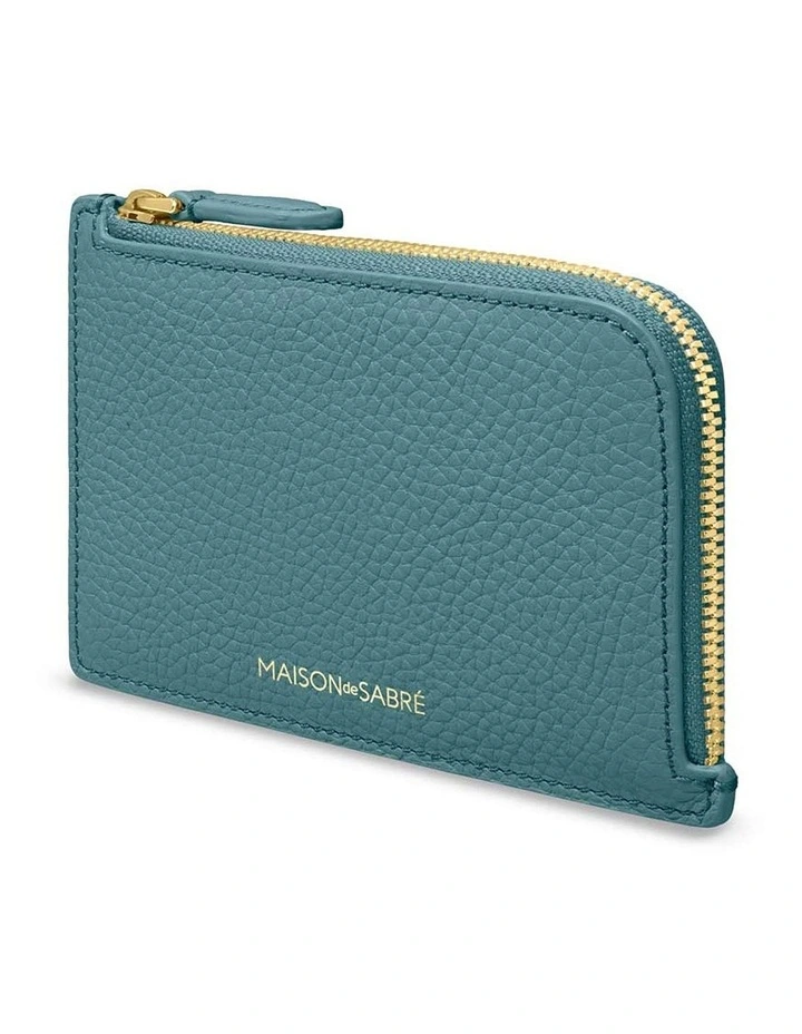 Leather Zip Card Holder in Bondi Blue image 4