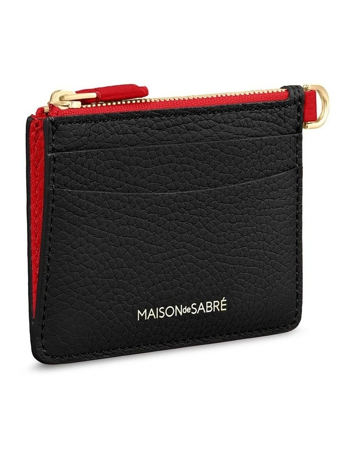The Leather Zipped Card Pouch in Rouge Noir image 2