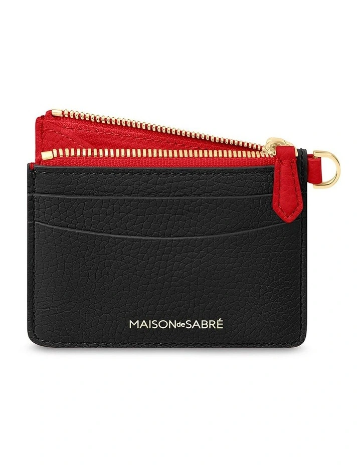 The Leather Zipped Card Pouch in Rouge Noir image 3