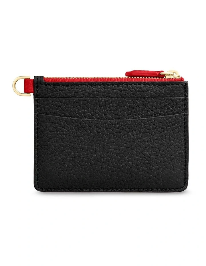 The Leather Zipped Card Pouch in Rouge Noir image 4