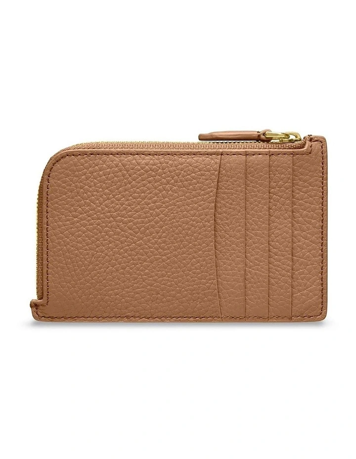 Leather Zip Card Holder in Sandstone Brown image 2