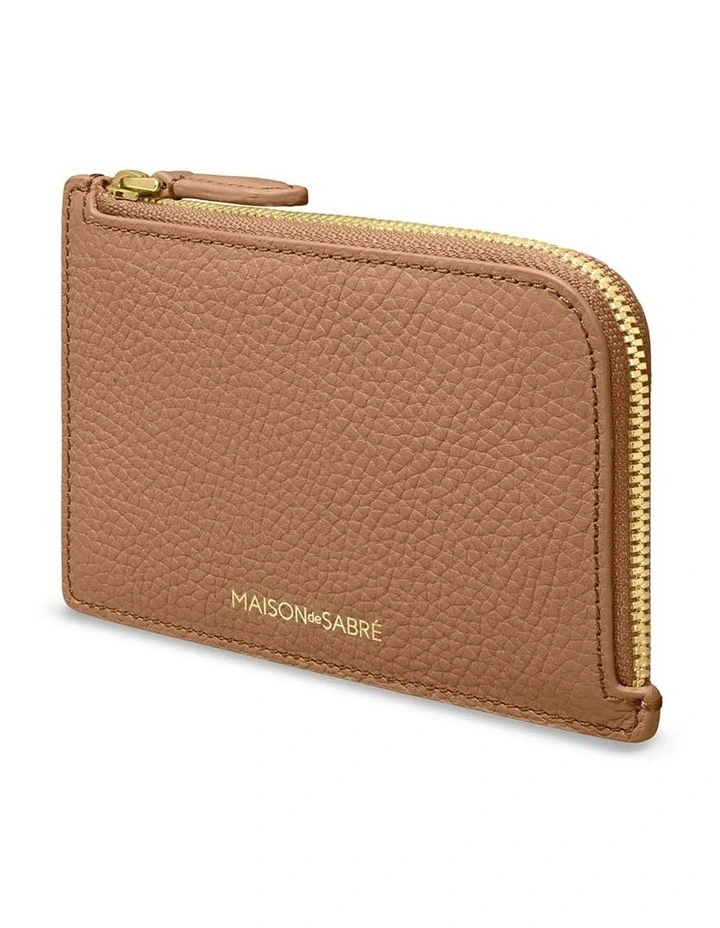 Leather Zip Card Holder in Sandstone Brown image 4