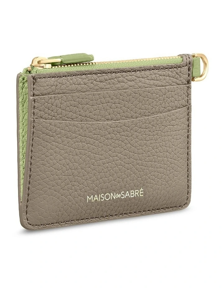 The Leather Zipped Card Pouch in Cashmere Matcha image 2