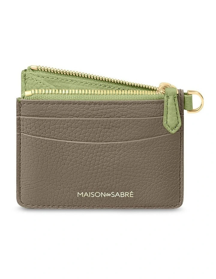 The Leather Zipped Card Pouch in Cashmere Matcha image 3