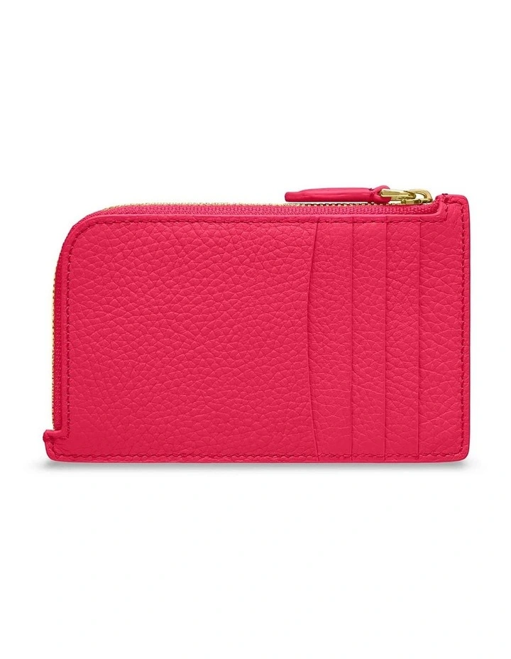 Leather Zip Card Holder in Shibuya Fuchsia image 2