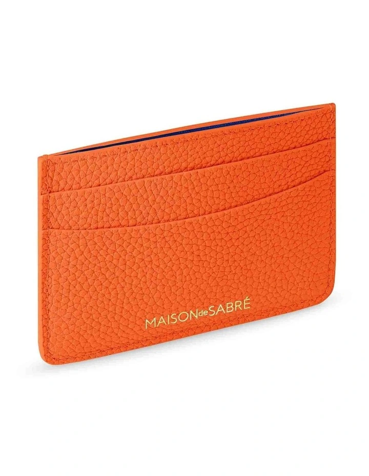 The Leather Card Holder in Manhattan Orange image 3