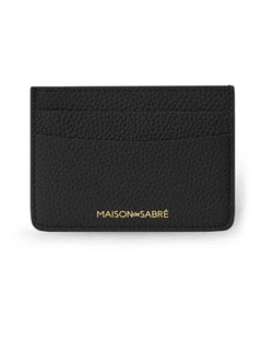The Leather Card Holder in Black Caviar