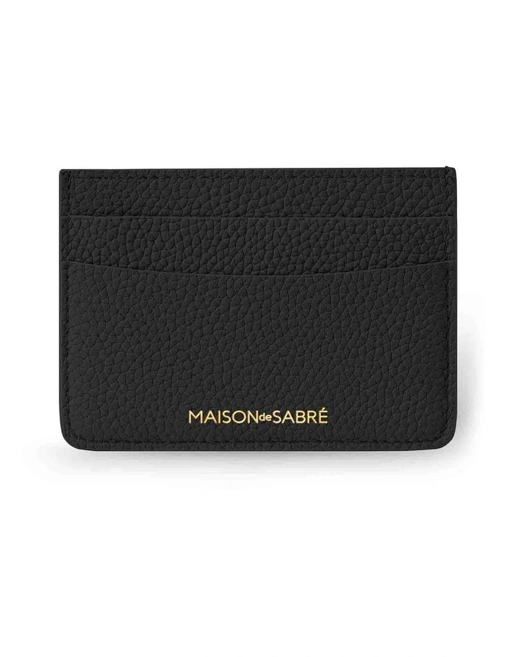 The Leather Card Holder in Black Caviar image 1