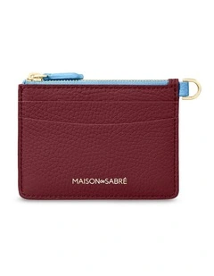 The Leather Zipped Card Pouch in Plum Sky