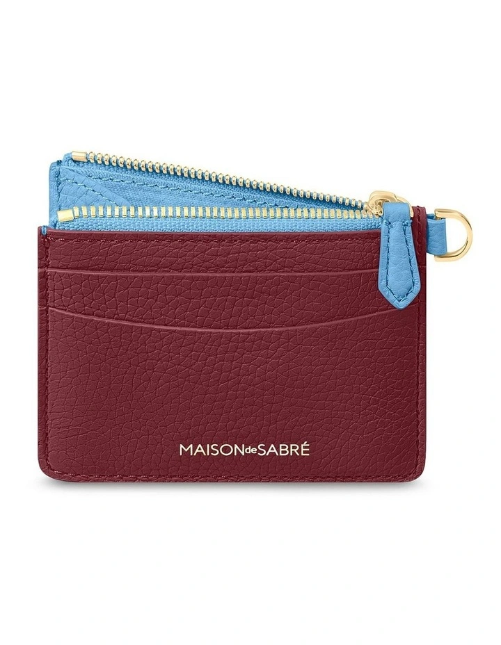 The Leather Zipped Card Pouch in Plum Sky image 3