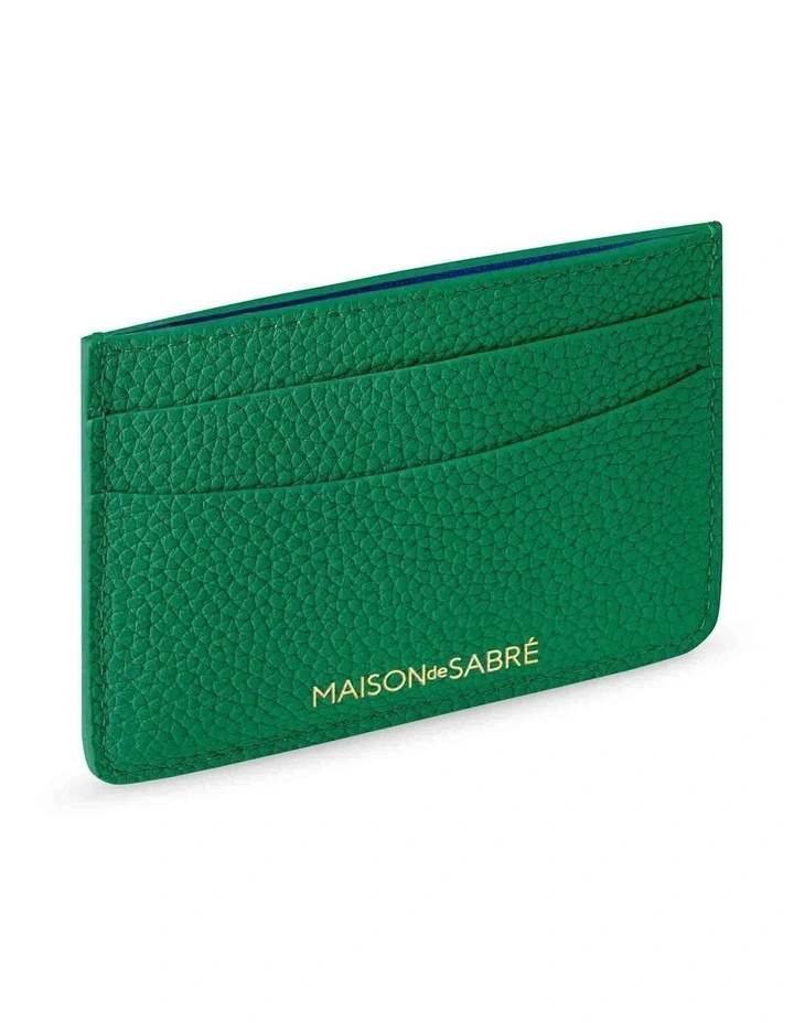 The Leather Card Holder in Emerald Green image 3