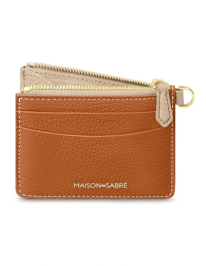 The Leather Zipped Card Pouch in Pecan Nude image 3