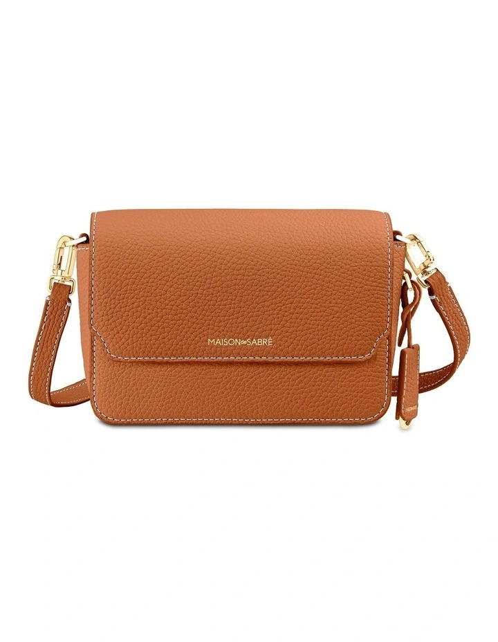 The Mini Flap Leather Crossbody Bag in Pecan Brown image 1