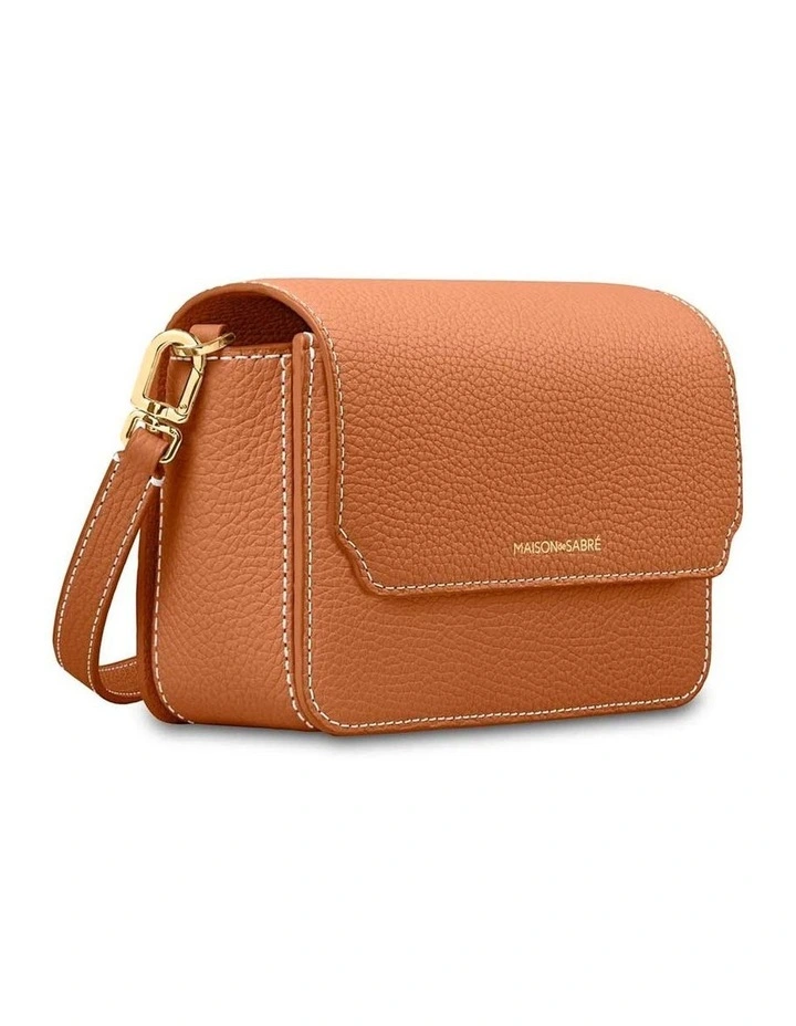 The Mini Flap Leather Crossbody Bag in Pecan Brown image 4