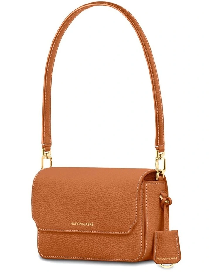 The Mini Flap Leather Crossbody Bag in Pecan Brown image 6