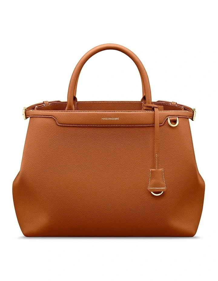 The Large Palais Leather Top Handle Bag in Pecan Brown image 1