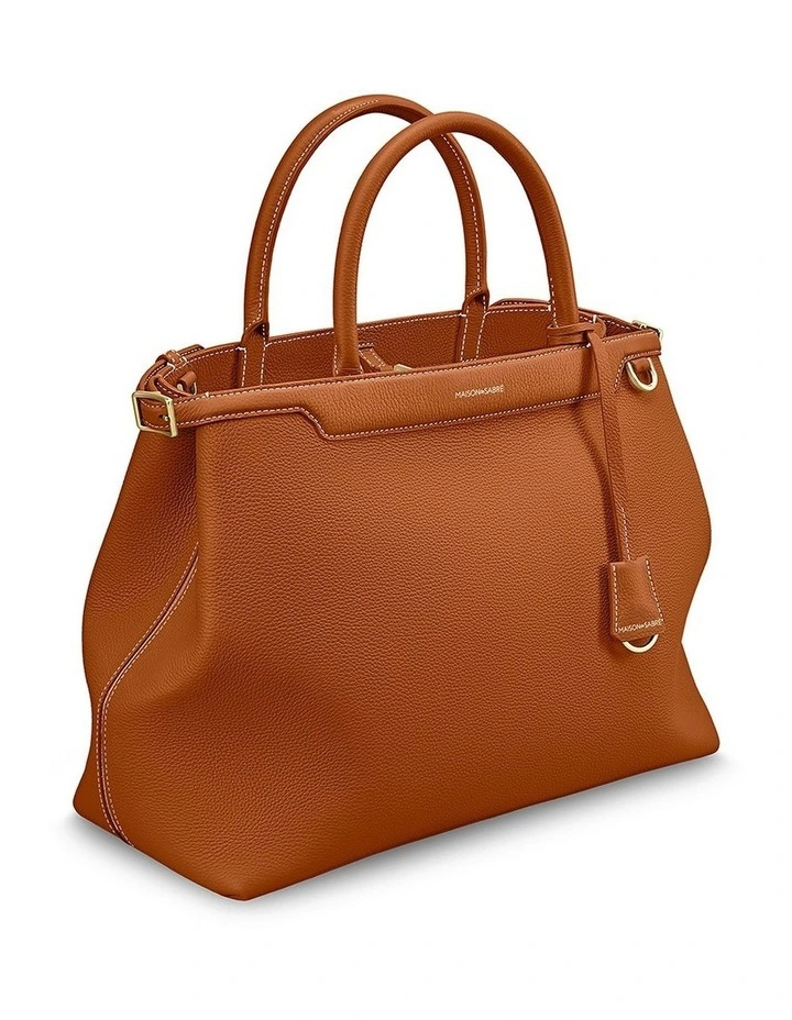 The Large Palais Leather Top Handle Bag in Pecan Brown image 4