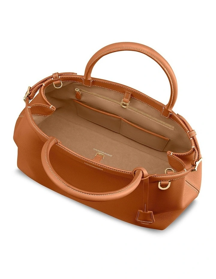 The Large Palais Leather Top Handle Bag in Pecan Brown image 6
