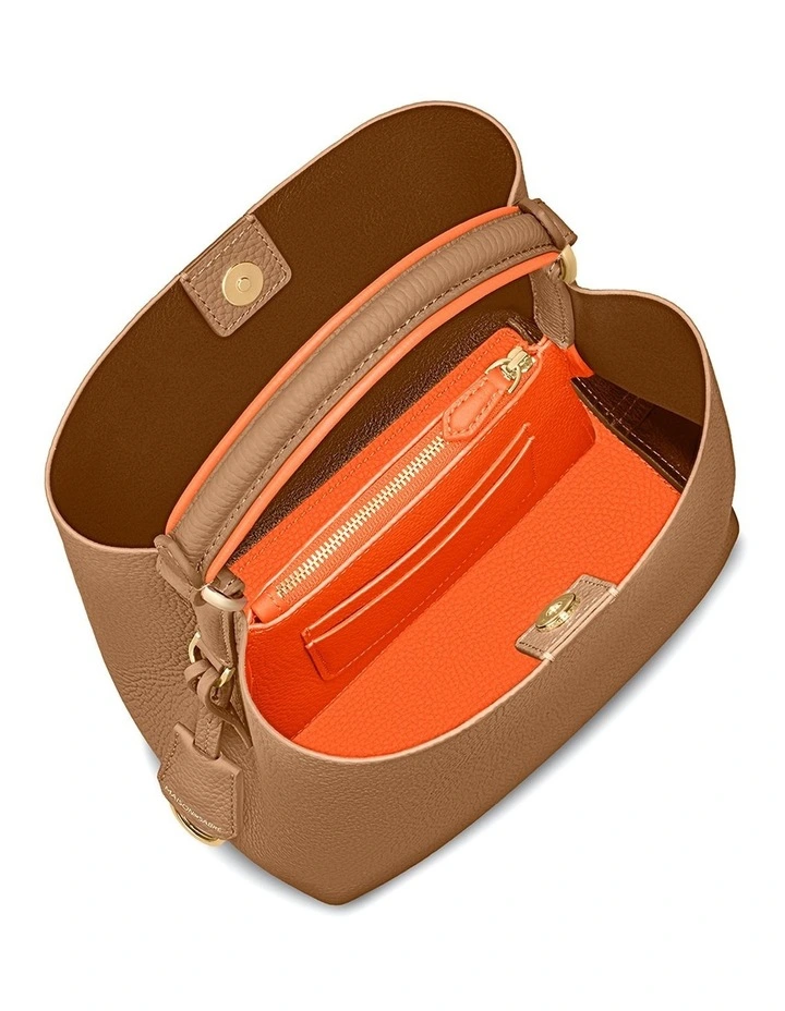 The Mini Leather Bucket Bag in Manhattan Sandstone image 5