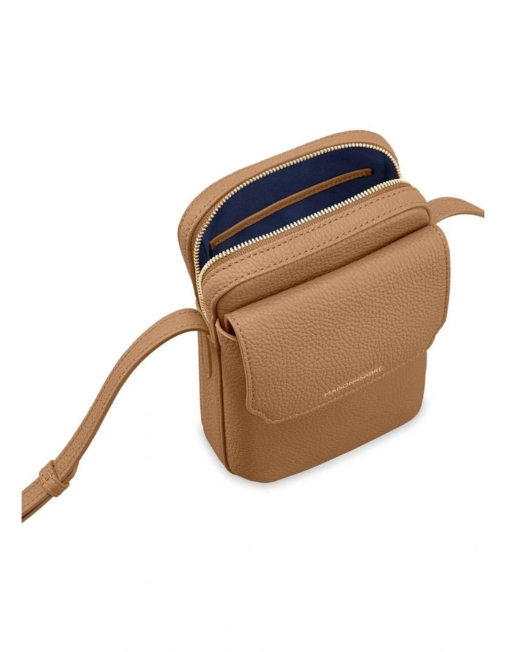 Zipped Leather Phone Pouch in Sandstone Brown image 7