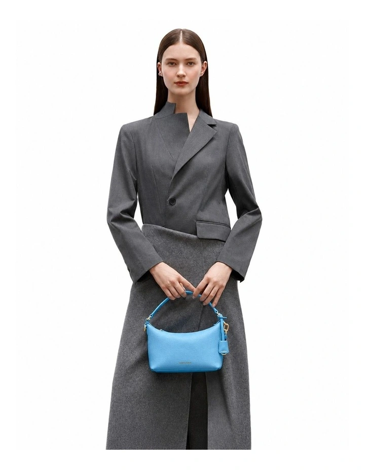 The Small Soft Leather Hobo Bag in Sky Blue image 2