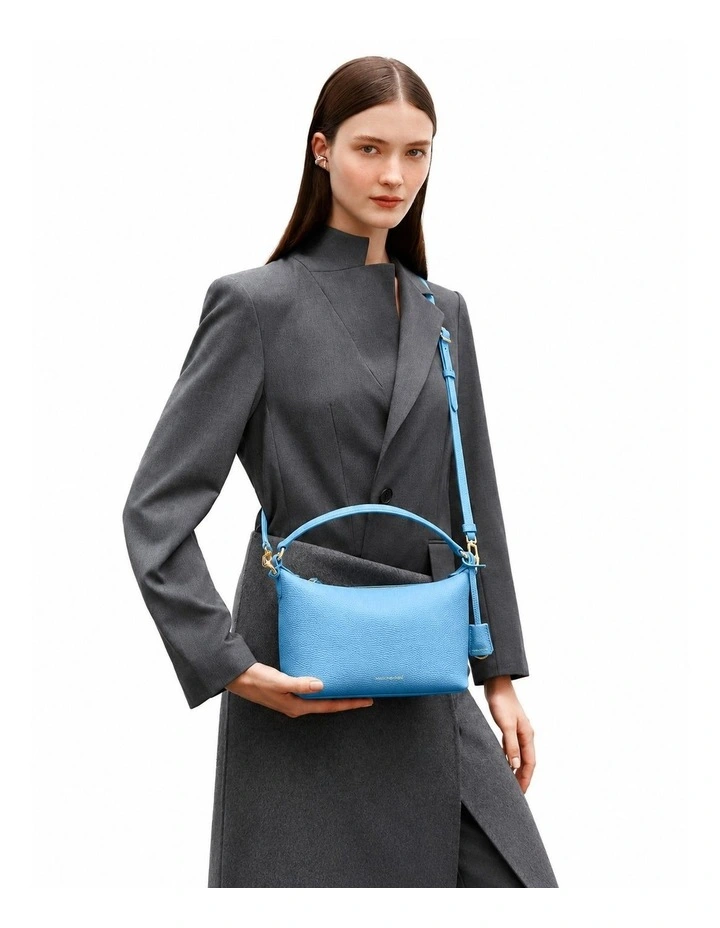 The Small Soft Leather Hobo Bag in Sky Blue image 3