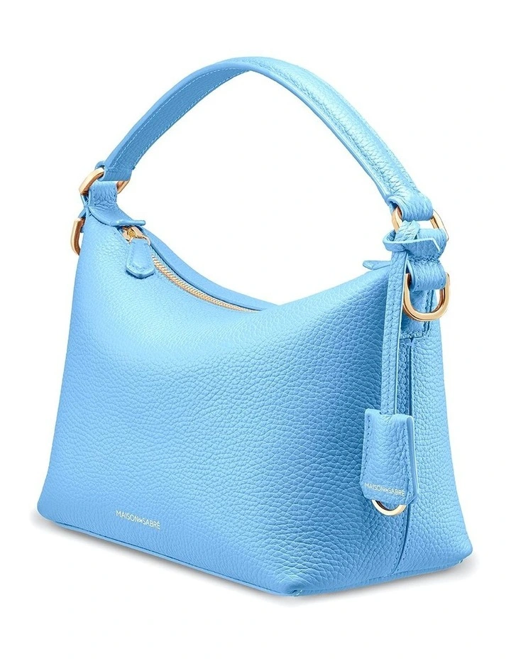 The Small Soft Leather Hobo Bag in Sky Blue image 5