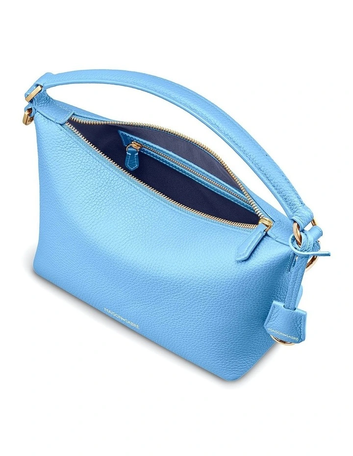 The Small Soft Leather Hobo Bag in Sky Blue image 7
