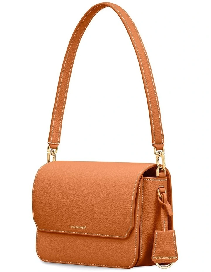 The Medium Flap Leather Crossbody Bag in Pecan Brown image 5