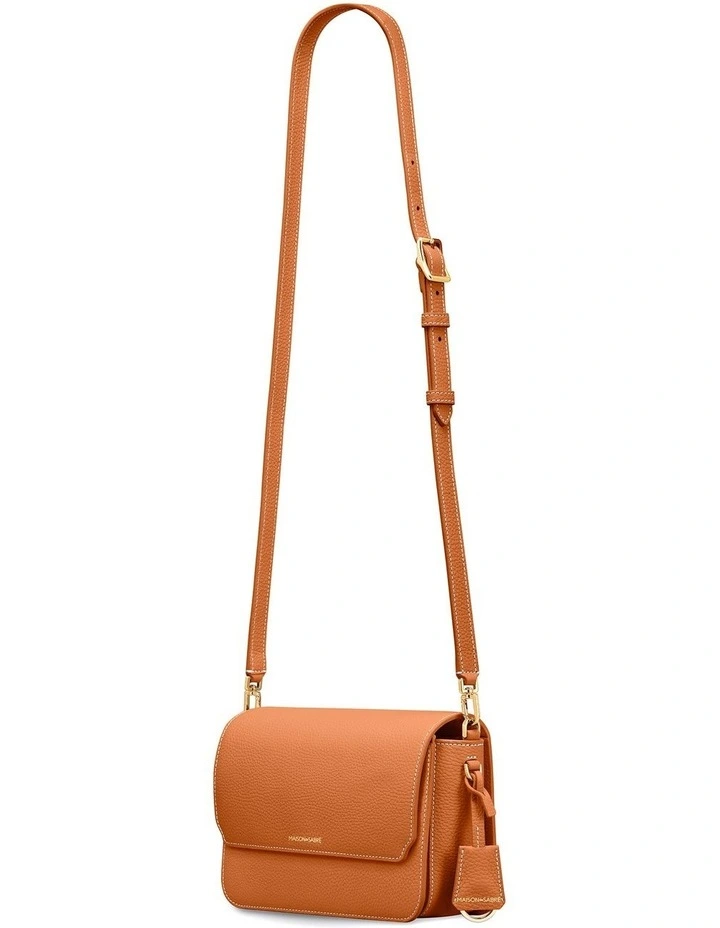 The Medium Flap Leather Crossbody Bag in Pecan Brown image 6
